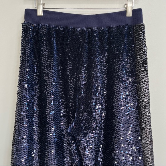 Urban Outfitters Light Before Dark Solene Wide-Leg Sequin Pants Blue Black Small - Picture 7 of 16
